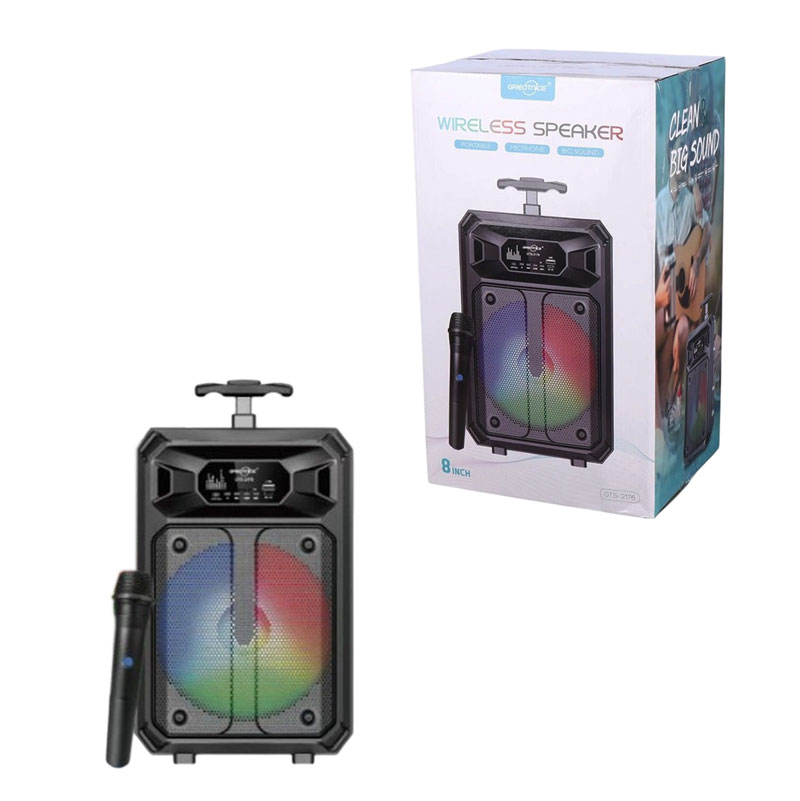 Ασύρματο Ηχείο Karaoke με Μικρόφωνο & Φωτισμό LED 8’’ GTS-2176 - Wireless Bluetooth Speaker with Microphone & LED Lights