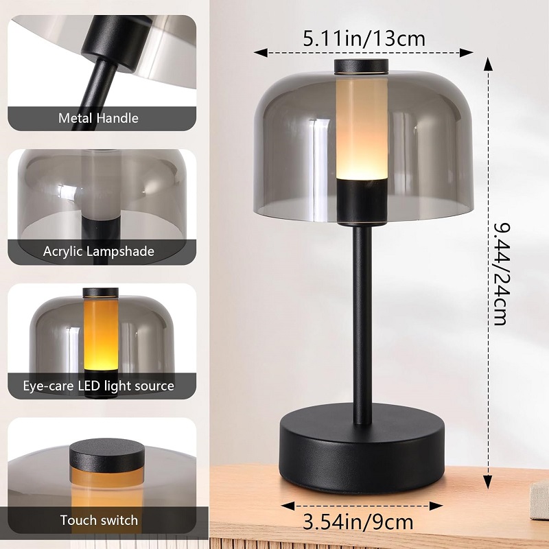 Επαναφορτιζόμενο επιτραπέζιο φωτιστικό LED - Touch Control - 43-9 - 430187 - Black