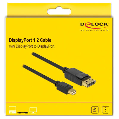 DELOCK καλώδιο mini DisplayPort σε DisplayPort 82438, 4K/60Hz, 2m, μαύρο