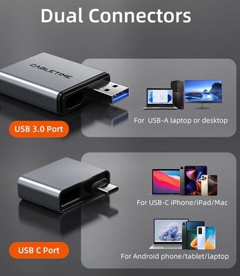 CABLETIME card reader CT-ACCD3-AG για SD & micro SD, USB 3.0, 5Gbps, γκρι
