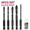 DELI σετ τρυπάνια DH-CZZ005-ED2 για γυαλί, 40Cr YG6X, 4/5/6/8/10mm, εξάγωνο, 5τμχ
