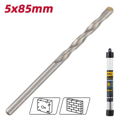 DELI τρυπάνι DH-JGZ050-E1 για τοίχο, 40Cr YG6, 5x85mm, κυλινδρικό