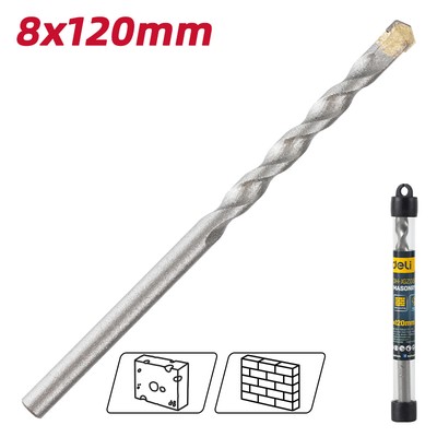 DELI τρυπάνι DH-JGZ080-E1 για τοίχο, 40Cr YG6, 8x120mm, κυλινδρικό