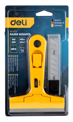 DELI ξύστρα χειρός DL4723 με ανταλλακτικές λάμες, 100mm, κίτρινη