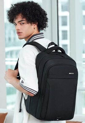 GOLDEN WOLF τσάντα πλάτης GB00711 με θήκη laptop 15.6", 27L, μαύρη