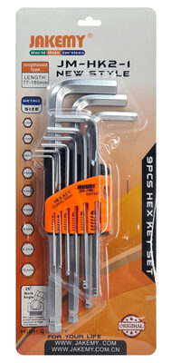 JAKEMY σετ κλειδιά Allen JM-HK2-1, 1.5-10mm, CR-V, 9τμχ