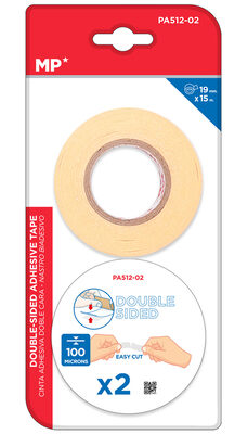 MP κολλητική ταινία διπλής όψεως PA512-02, 19mm, 15m, μπεζ, 2τμχ