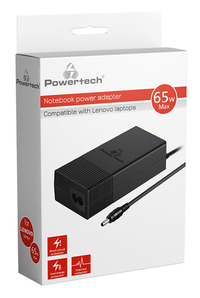 POWERTECH φορτιστής laptop PT-1038 για Lenovo, 65W, 1.8m, μαύρος
