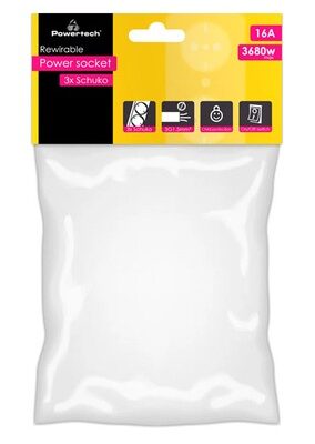 POWERTECH πολύπριζο PT-885, 3x schuko, 16A, χωρίς καλώδιο, λευκό