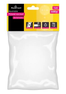 POWERTECH πολύπριζο PT-886, 5x schuko, 16A, χωρίς καλώδιο, λευκό