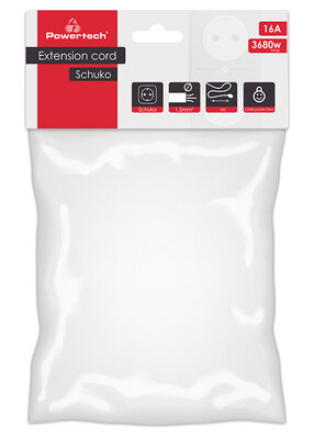 POWERTECH μπαλαντέζα ρεύματος PT-889, 1x schuko, 16A, 5m, λευκή