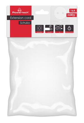 POWERTECH μπαλαντέζα ρεύματος PT-889, 1x schuko, 16A, 5m, λευκή