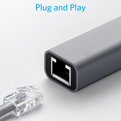 POWERTECH αντάπτορας δικτύου PTH-044, USB-C, 1000Mbps Ethernet, γκρι