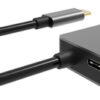 POWERTECH docking station PTH-053, 3 θυρών, USB-C, 65W PD, 4K, γκρι