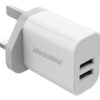ROCKROSE φορτιστής τοίχου για πρίζα UK Casa A2, 2x USB, 2.4A 12W, λευκός