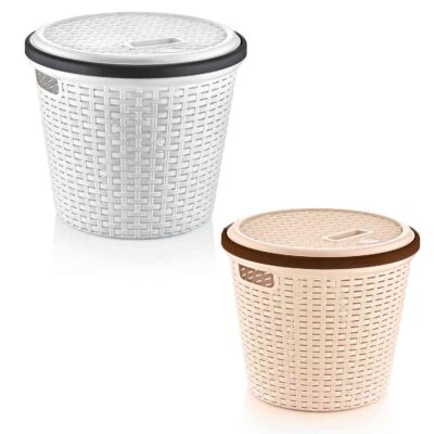 ΚΑΛΑΘΙ ΑΠΟΘΗΚΕΥΣΗΣ RATTAN ΜΕ ΧΕΡΟΥΛΙΑ ΚΑΙ ΚΑΠΑΚΙ 13 LT GREY