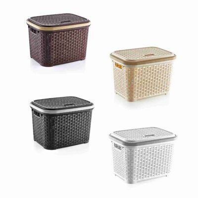 ΚΑΛΑΘΙ ΑΠΟΘΗΚΕΥΣΗΣ RATTAN ΜΕ ΧΕΡΟΥΛΙΑ ΚΑΙ ΚΑΠΑΚΙ 20LT