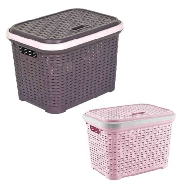 ΚΑΛΑΘΙ ΑΠΟΘΗΚΕΥΣΗΣ RATTAN ΜΕ ΧΕΡΟΥΛΙΑ ΚΑΙ ΚΑΠΑΚΙ 35LT