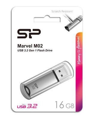 SILICON POWER USB Flash Drive Marvel M02, 16GB, USB 3.2, γκρι