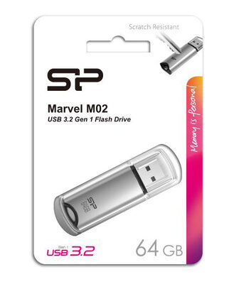 SILICON POWER USB Flash Drive Marvel M02, 64GB, USB 3.2, γκρι