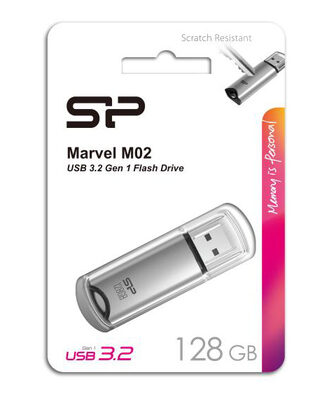 SILICON POWER USB Flash Drive Marvel M02, 128GB, USB 3.2, γκρι