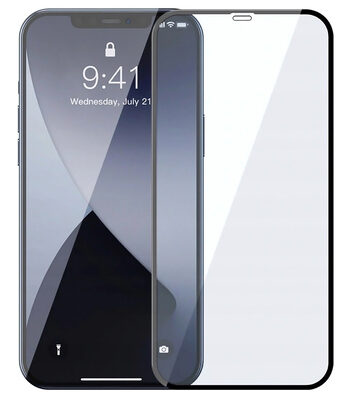 POWERTECH Tempered Glass 5D, full glue, iPhone 12 Pro Max, μαύρο