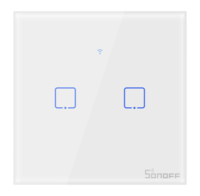 SONOFF smart διακόπτης ΤΧ-T2EU2C, αφής, Wi-Fi, διπλός, λευκός