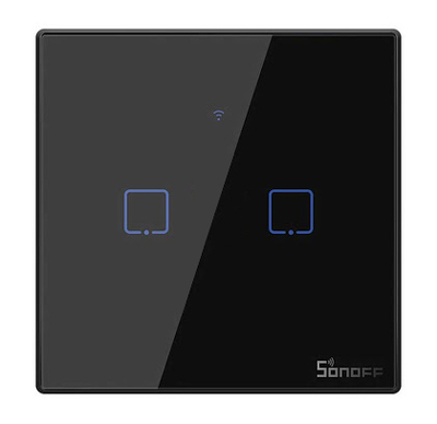 SONOFF smart διακόπτης ΤΧ-T3EU2C, αφής, Wi-Fi, διπλός, μαύρος