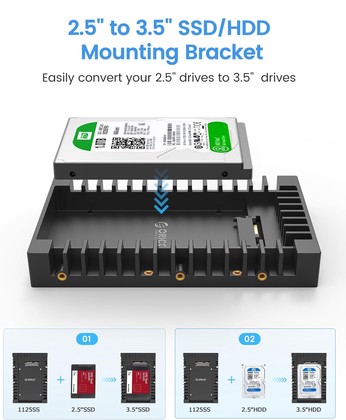1125SS-V1-BK-EP-1 ORICO tray 3.5" για 2.5" HDD/SSD 1125SS-V1, 6Gbps, μαύρο