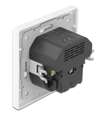 11489-1 DELOCK πρίζα τοίχου 11489 με θύρες φόρτισης USB & USB Type-C 3.4A, λευκή