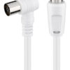 11714 GOOBAY καλώδιο κεραίας αρσενικό σε θηλυκό 11714, γωνιακό, 5m, λευκό