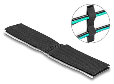 19098 DELOCK αυτοκόλλητα δεματικά καλωδίων 19098, τύπου Velcro, μαύρο, 10τμχ