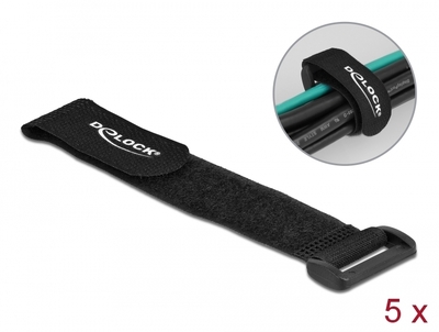 19531 DELOCK ιμάντες τύπου velcro 19531, 190 x 25mm, μαύρος, 5τμχ