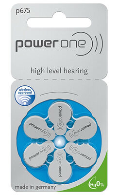 POWER ONE μπαταρίες ακουστικών βαρηκοΐας P675, mercury free, 1.45V, 6τμχ