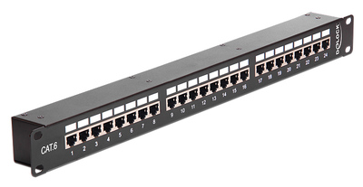 DELOCK patch panel 43295, 19"/1U, CAT 6, 24x coupler RJ45 ports, μαύρο