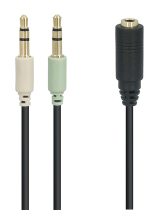 48980 GOOBAY καλώδιο 3.5mm 4pin σε 2x 3.5mm 3pin 48980, 0.4m, μαύρο