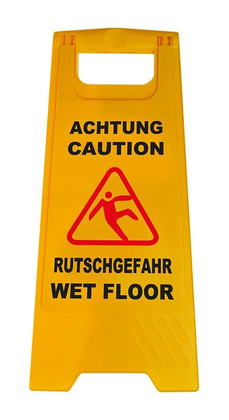 520112-1 Προειδοποιητική πινακίδα "caution wet floor" 520112, 21-30x58cm, κίτρινη