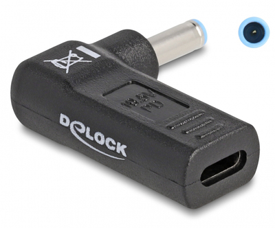 60004 DELOCK αντάπτορας τροφοδοσίας 60004, USB-C σε HP 4.5x3mm, 90°, μαύρος
