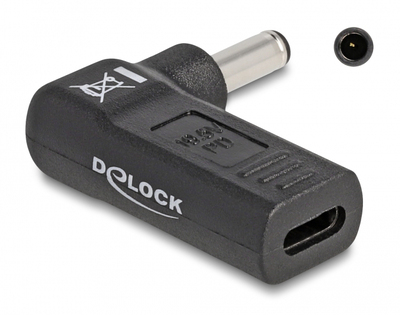 60007 DELOCK αντάπτορας τροφοδοσίας 60007, USB-C σε Dell 4.5x3mm, 90°, μαύρος