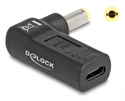 60011 DELOCK αντάπτορας τροφοδοσίας 60011, USB-C σε 5.5x2.5mm, 90°, μαύρος