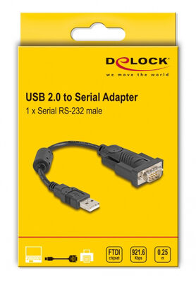 DELOCK αντάπορας USB σε RS-232 61549, 921.6Kbps, 0.25m, μαύρος
