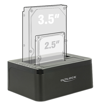 DELOCK docking station για 2.5" ή 3.5" SATA HDD/SSD 62661, 2 θέσεων, 6Gbps, clone function, μαύρο
