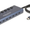 63410 DELOCK USB-C hub 63410 με διακόπτες, 7x θυρών, 5Gbps, 20W, USB-C σύνδεση, μπλε
