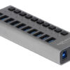 63670 DELOCK USB hub 63670 με διακόπτες, 10x θυρών, 5Gbps, γκρι