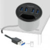 64153-1 DELOCK USB hub 64153, 4x θυρών, 5Gbps, Φ60mm, USB σύνδεση, μαύρο