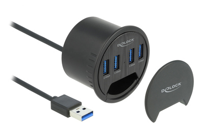 64153 DELOCK USB hub 64153, 4x θυρών, 5Gbps, Φ60mm, USB σύνδεση, μαύρο