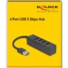 DELOCK USB hub 64350, 4x θυρών, USB 3.0, 5Gbps, USB σύνδεση, μαύρος