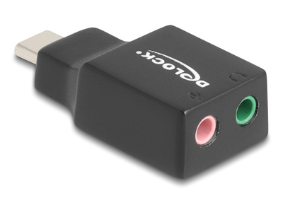 67128 DELOCK εξωτερική κάρτα ήχου 67128, 2x 3.5mm, USB-C σύνδεση, μαύρη