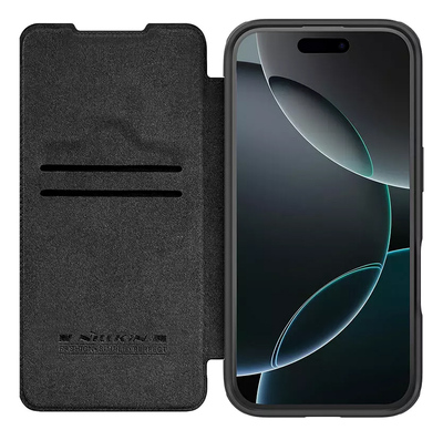 NILLKIN θήκη Qin Prop Leather για iPhone 16 Pro Max, δερμάτινη, μαύρη