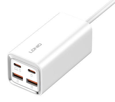 6933138601006 LDNIO σταθμός φόρτισης A4610C, 2x USB-C & 2x USB, 65W, PD/QC, λευκός